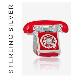 🌟 S925 Sterling Silver Red Medical Telephone Charm
